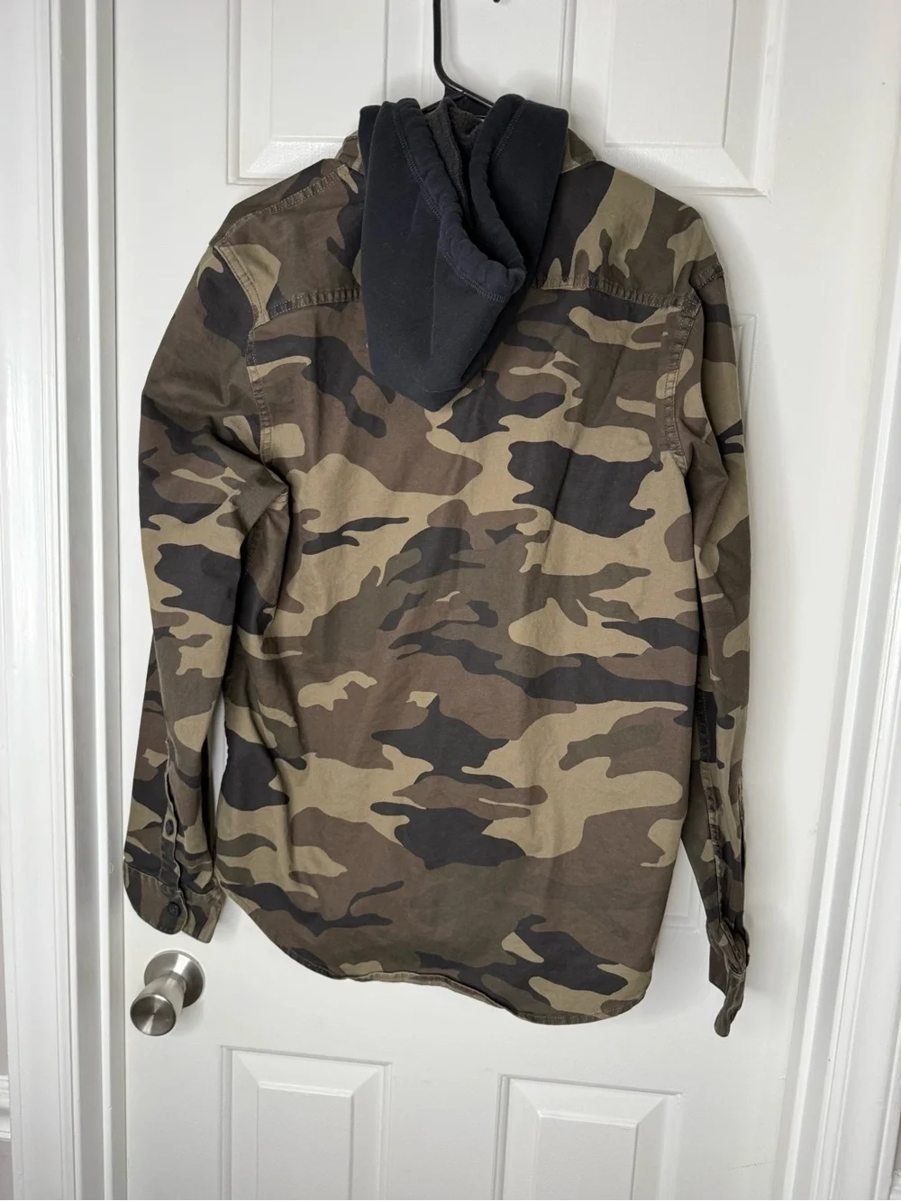 Hollister Men's Hooded Camo Utility Shirt Jacket - Olive & Black